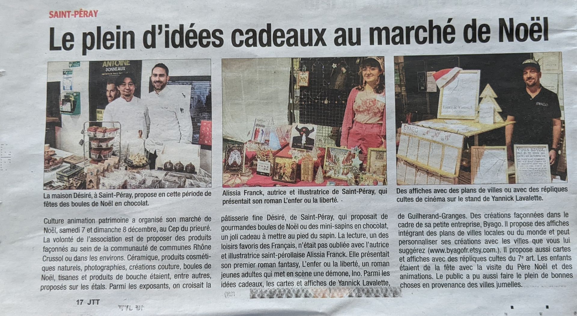 Marché de noël st Peray presse journal JTT